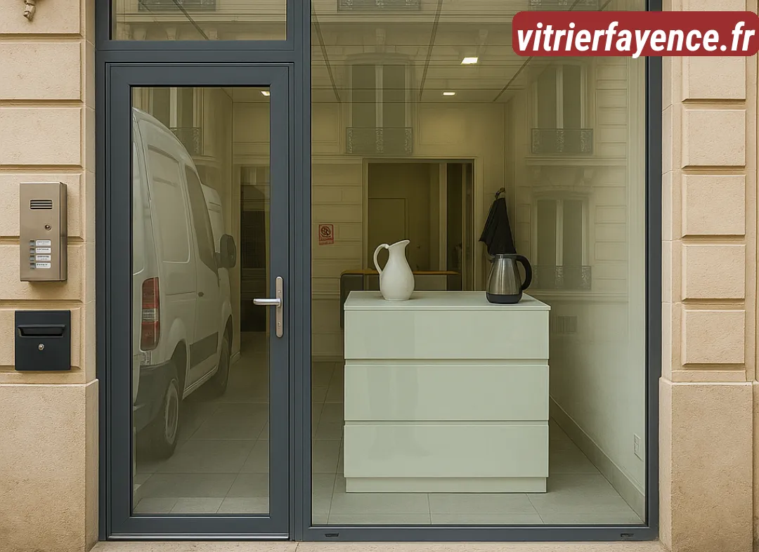 Façade vitrine de magasin en aluminium sur mesure à Fayence